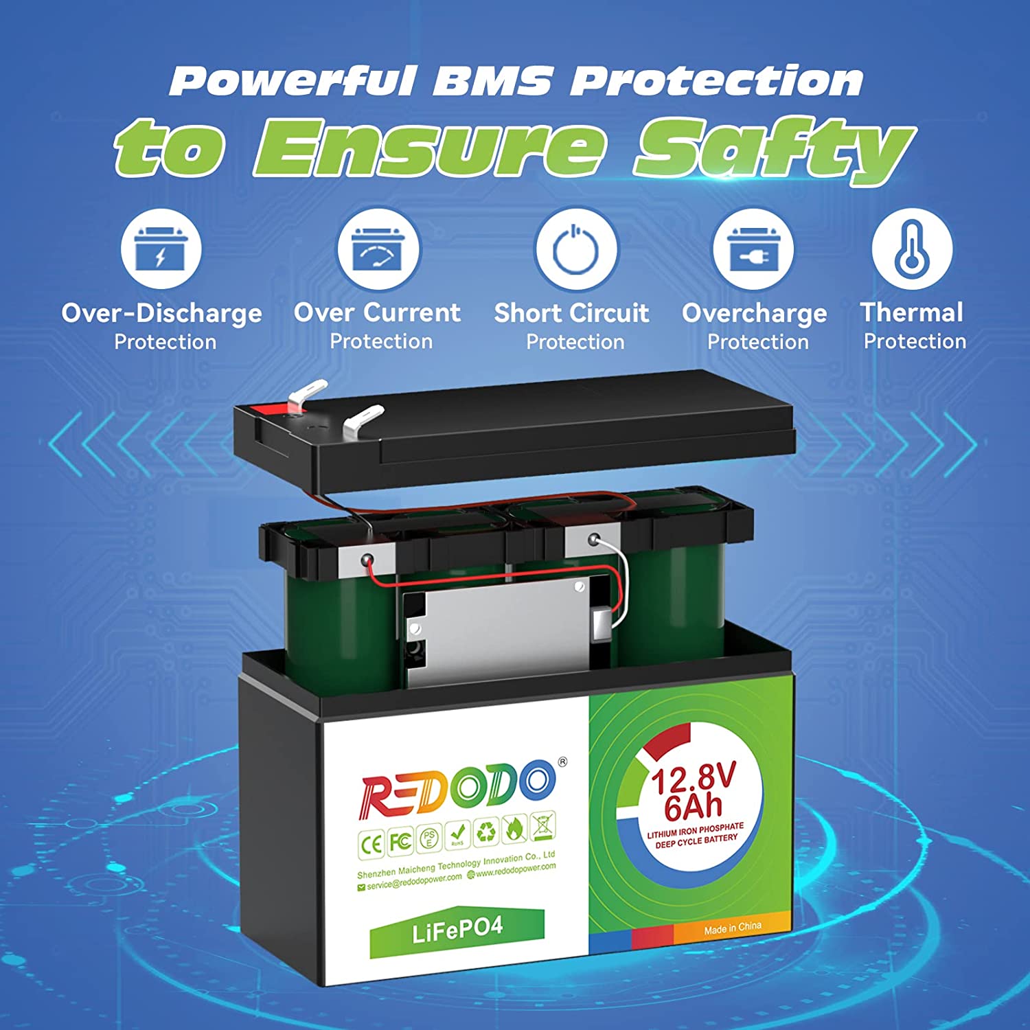 12V 6Ah lithium battery Redodo